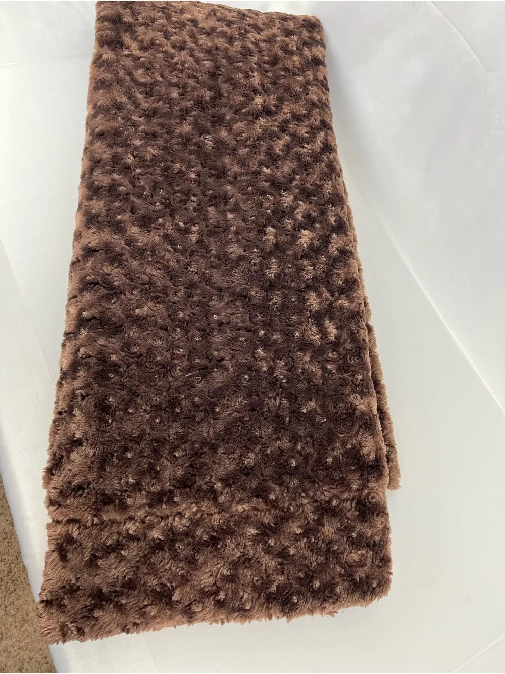 Pier 1 Imports Faux Fur Reversible Throw Blanket Mink Dark Brown 48” x 60”